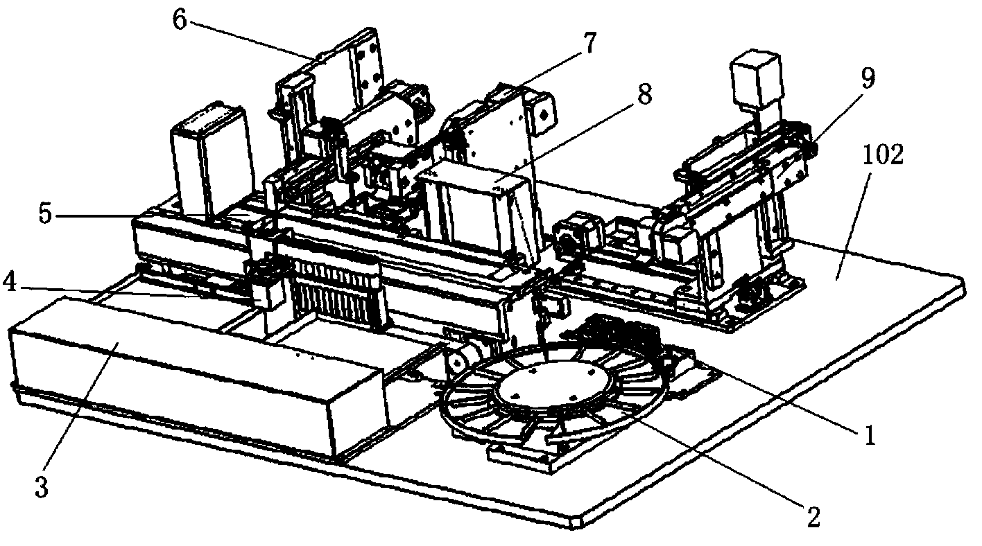 Full-automatic medical examination blood piece pushing and dyeing machine