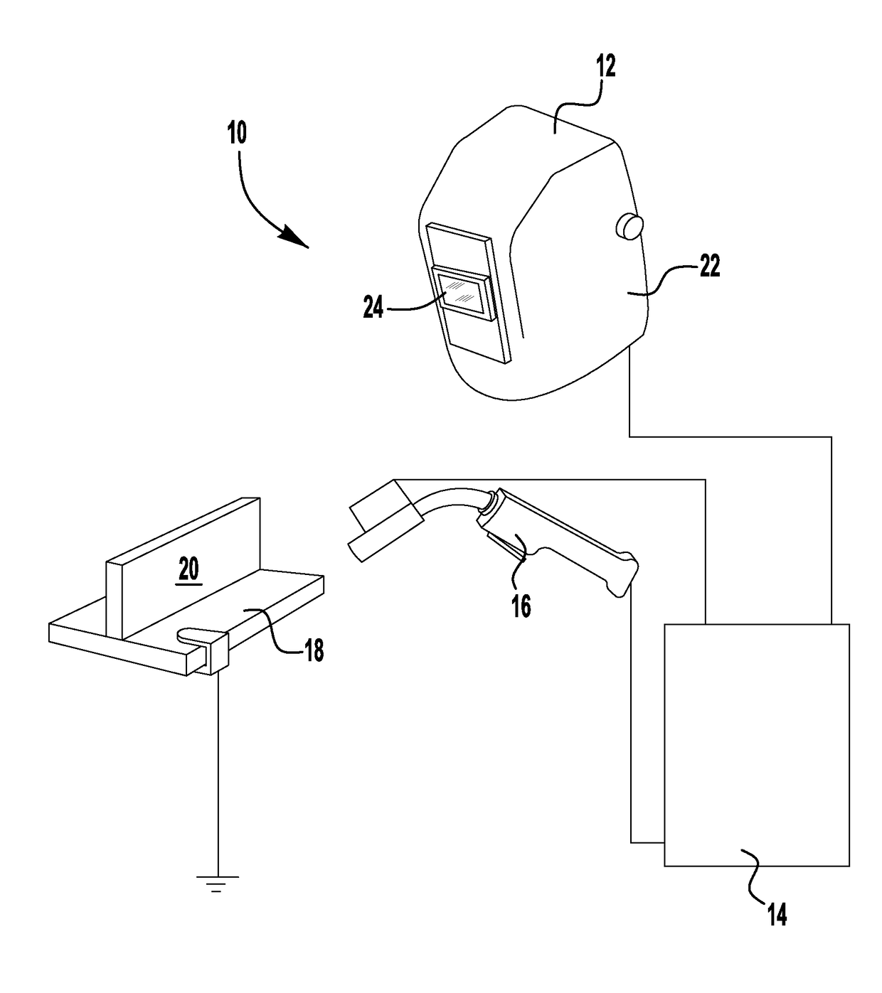 Welding system providing visual and audio cues to a welding helmet with a display