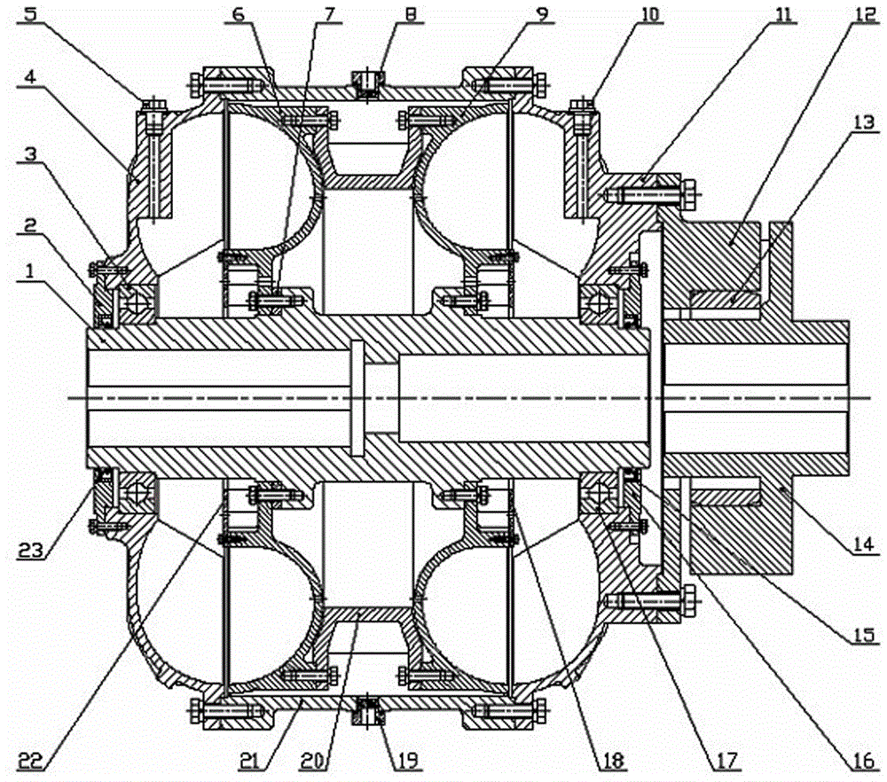 A dual-chamber torque-limiting hydraulic coupling