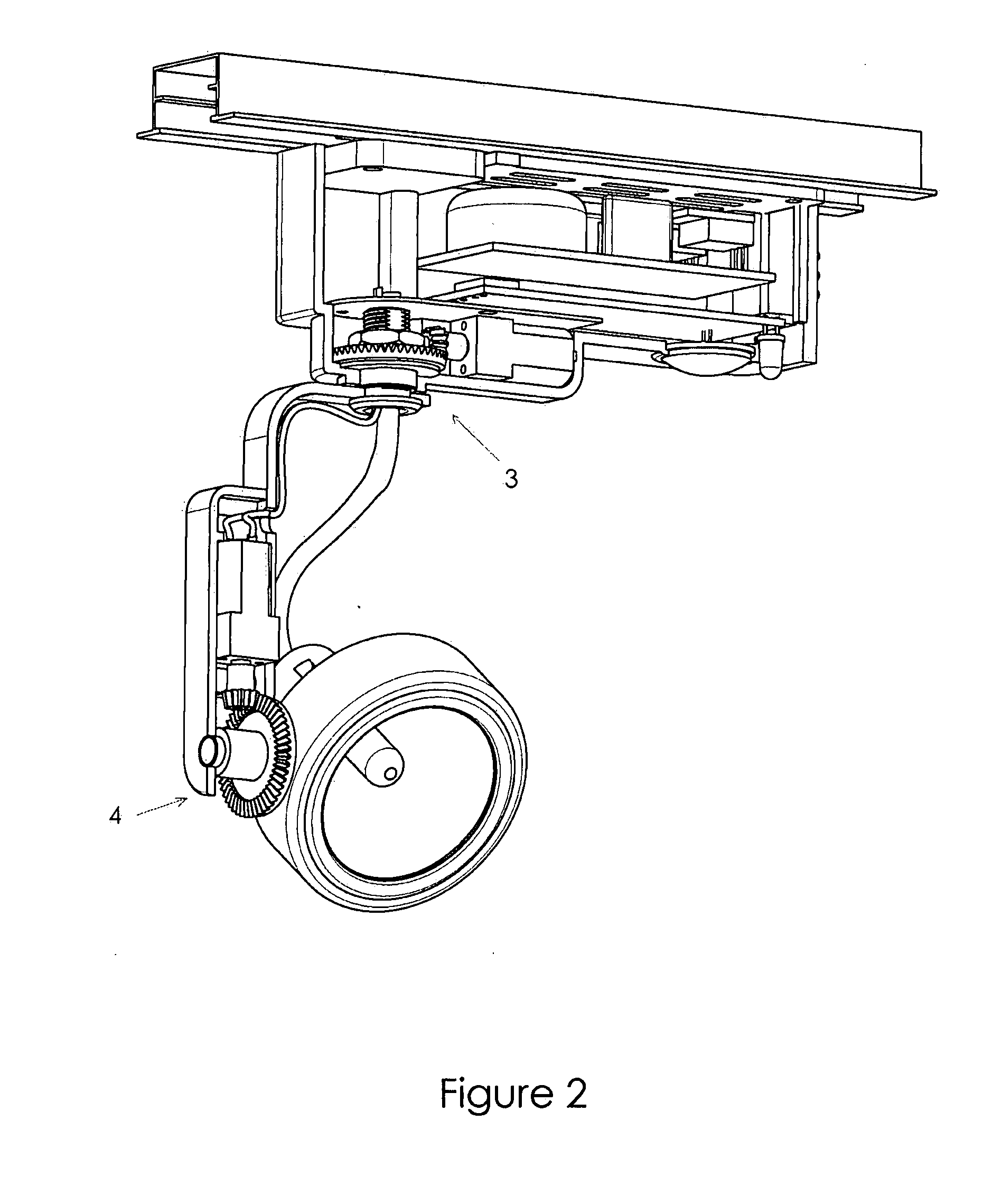 Motorized lamp axis assembly