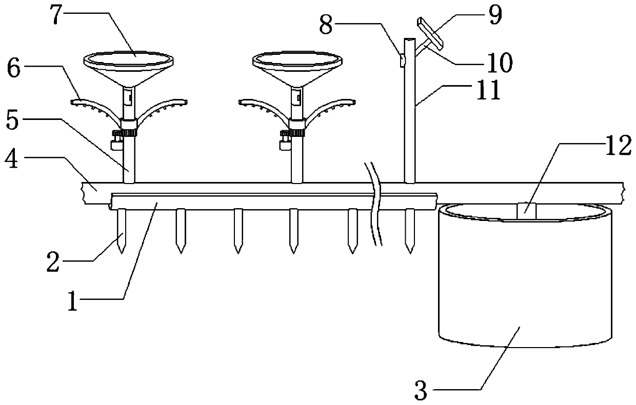 Spraying irrigation device for garden construction