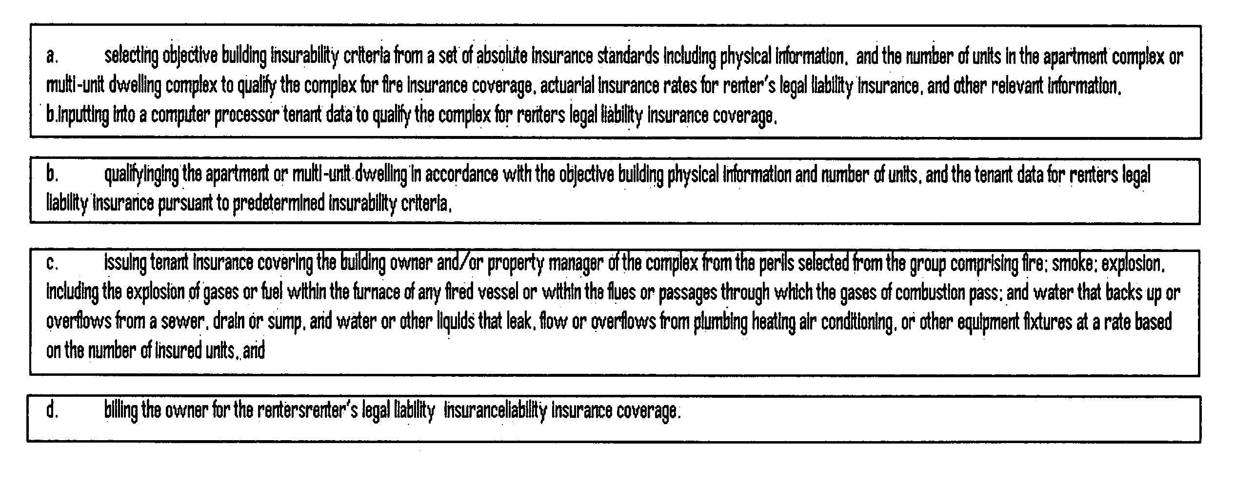 Blanket insurance method and policy for insuring multiple unit dwellings