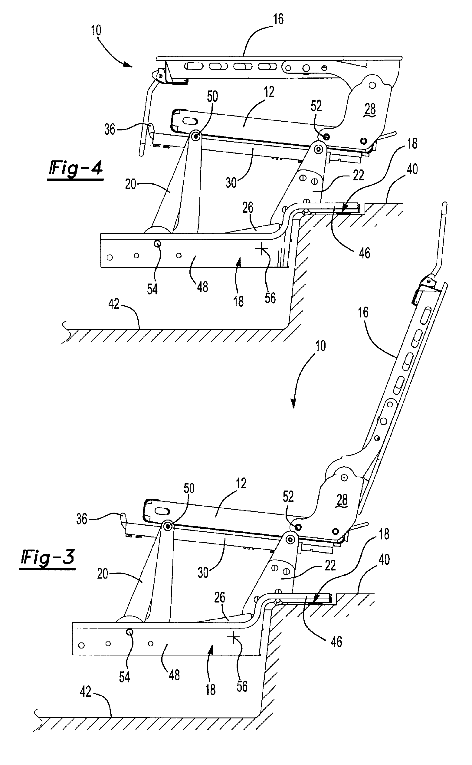 Vehicle seat that tips and kneels and folds into a stowage well