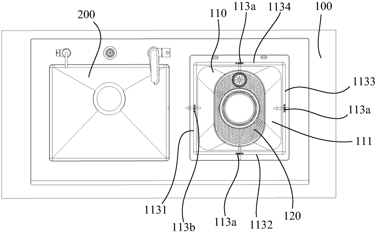 Cleaning device and combined kitchen appliance