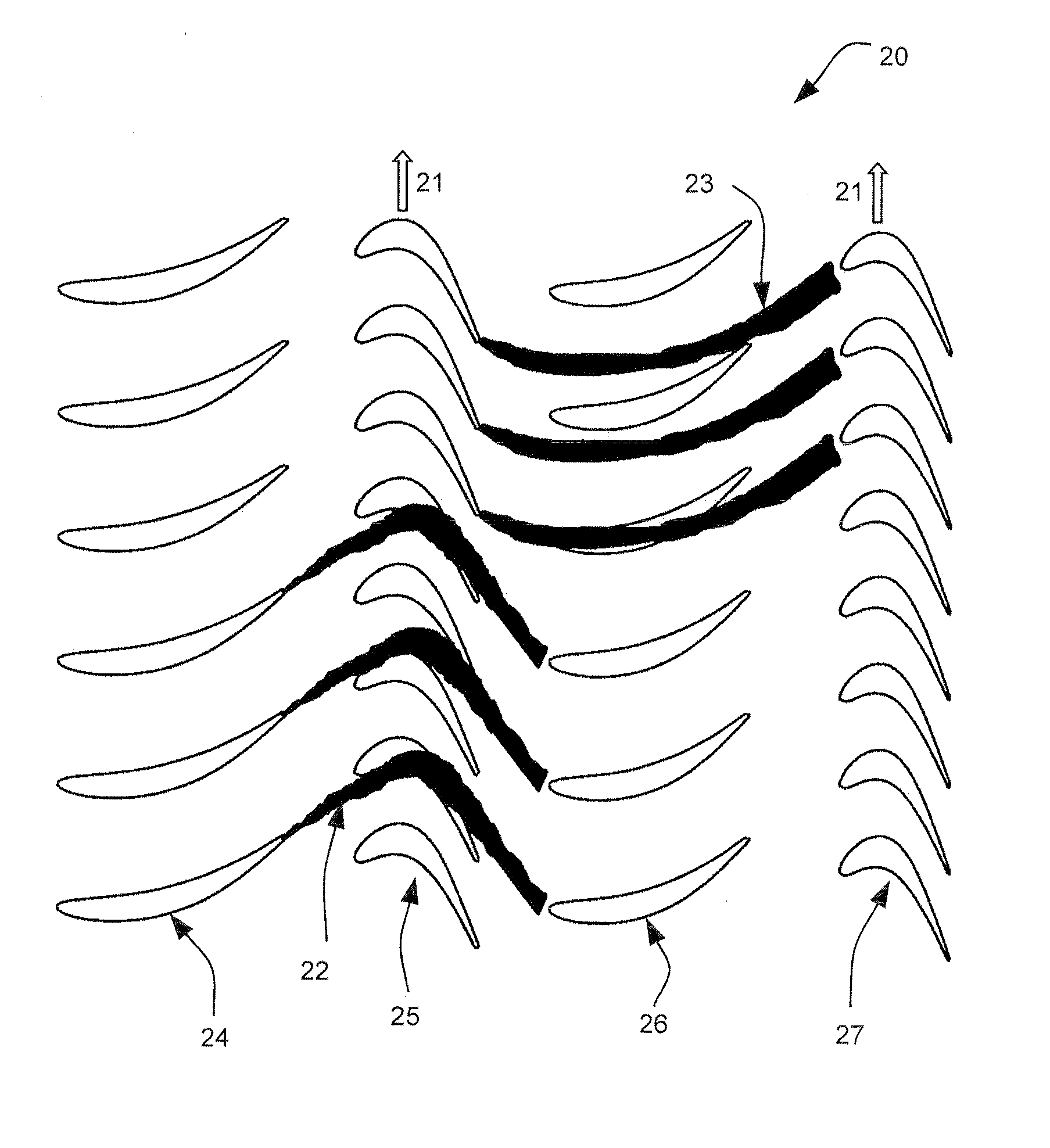 Method of clocking a turbine with skewed wakes