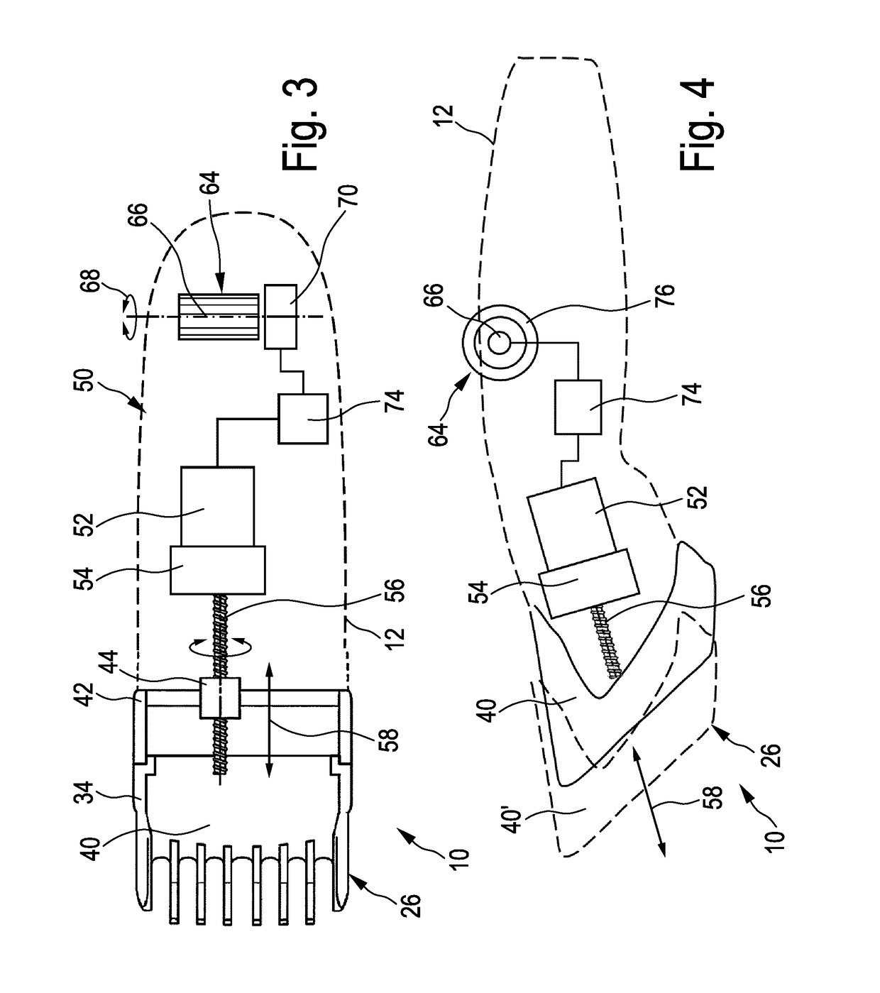 Adjustable spacing comb, adjustment drive and hair cutting appliance