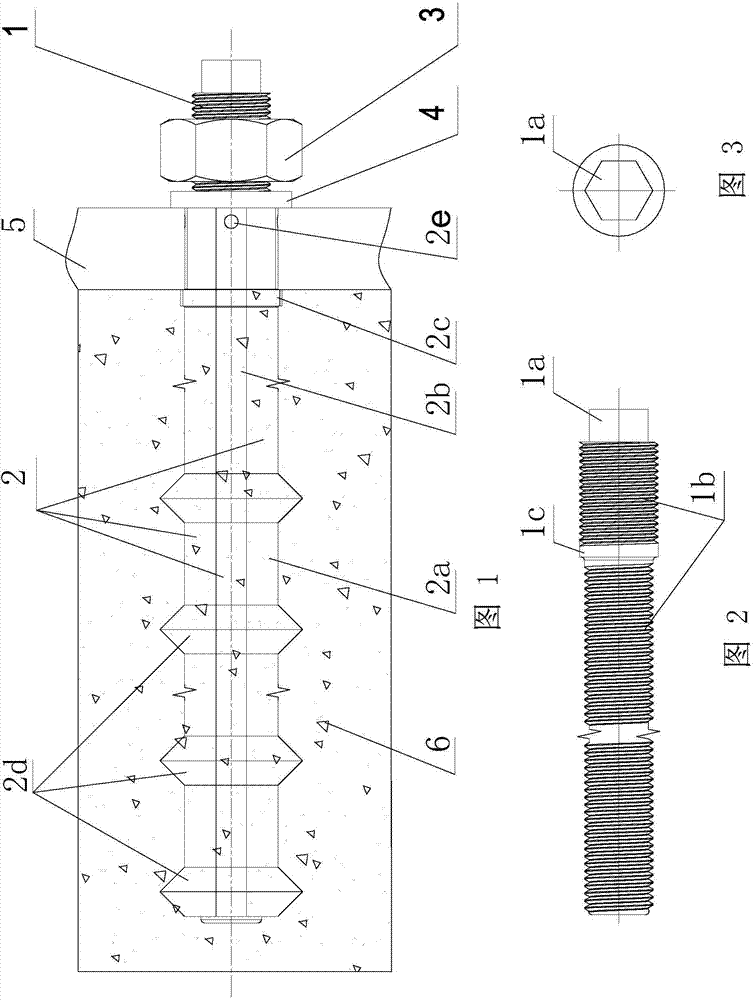 Concrete embedded bolt assembly allowing to be taken out