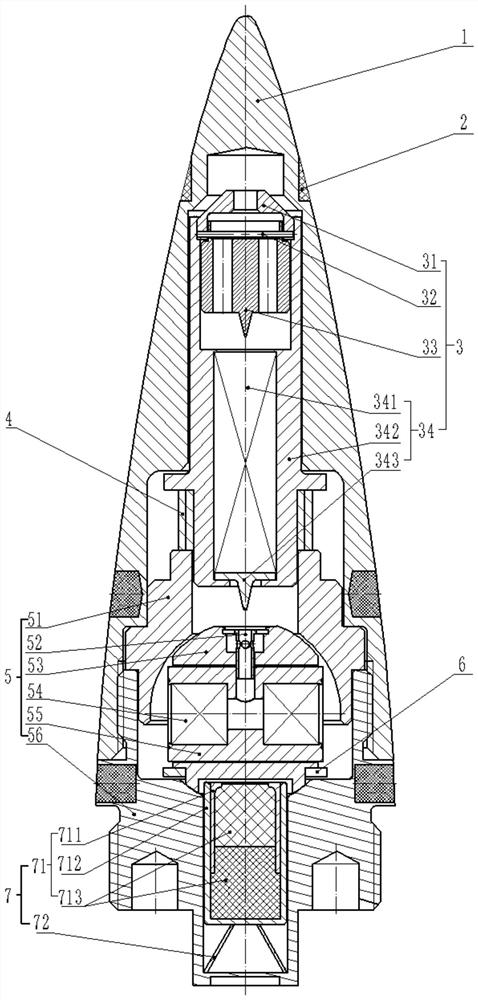 Safe mechanical trigger fuse for large-diameter explosive bullet head