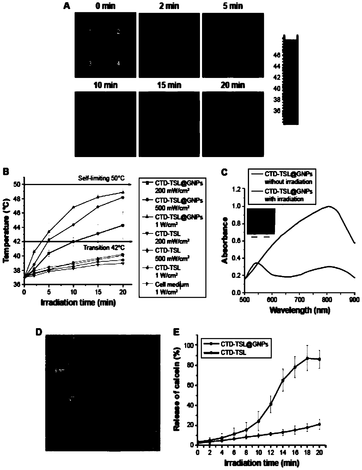 Photo-thermal nano medicine-carrying system based on cantharidin temperature-sensitive liposomes and gold nanoparticles