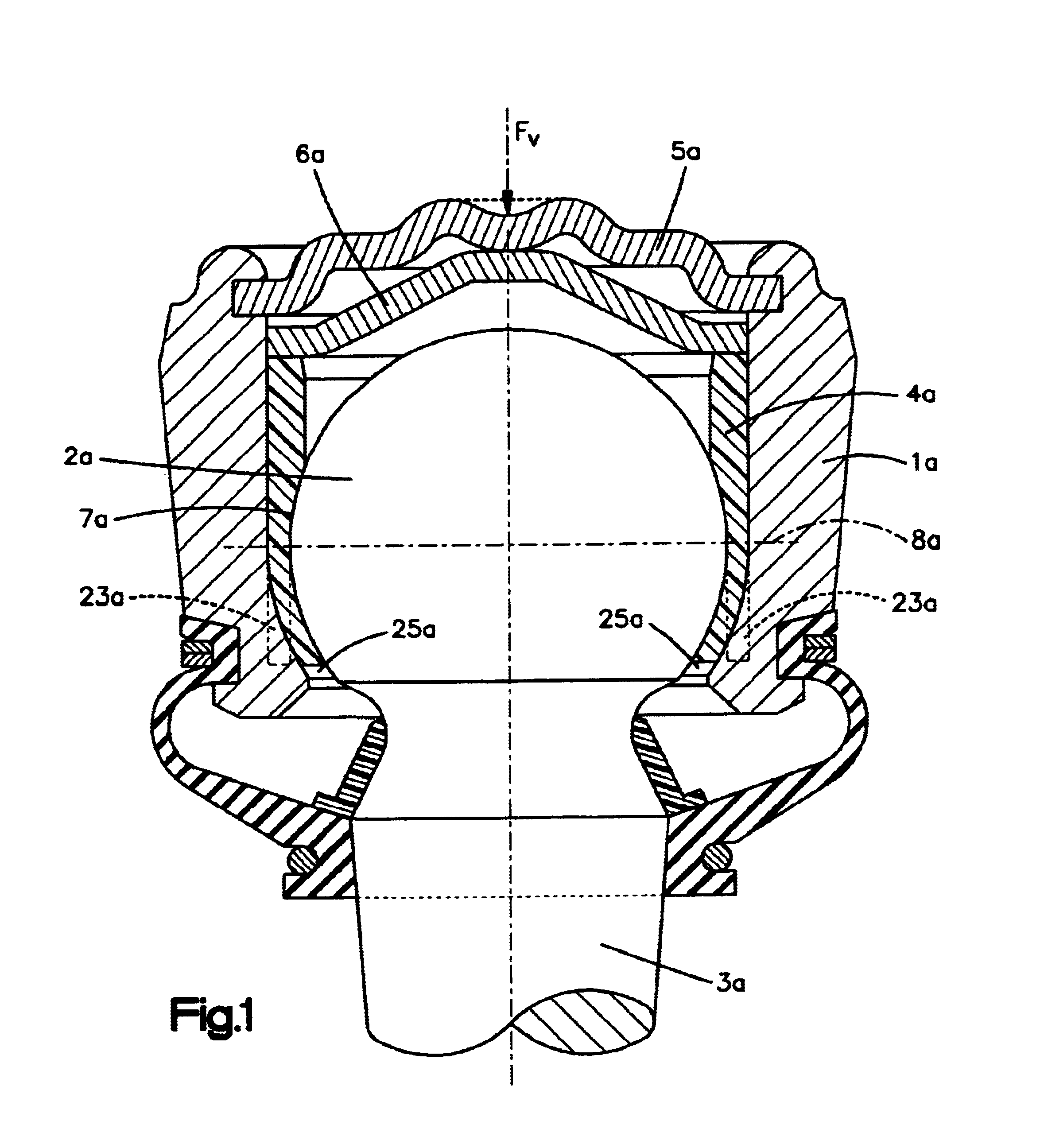 Ball-and-socket joint with bearing shell