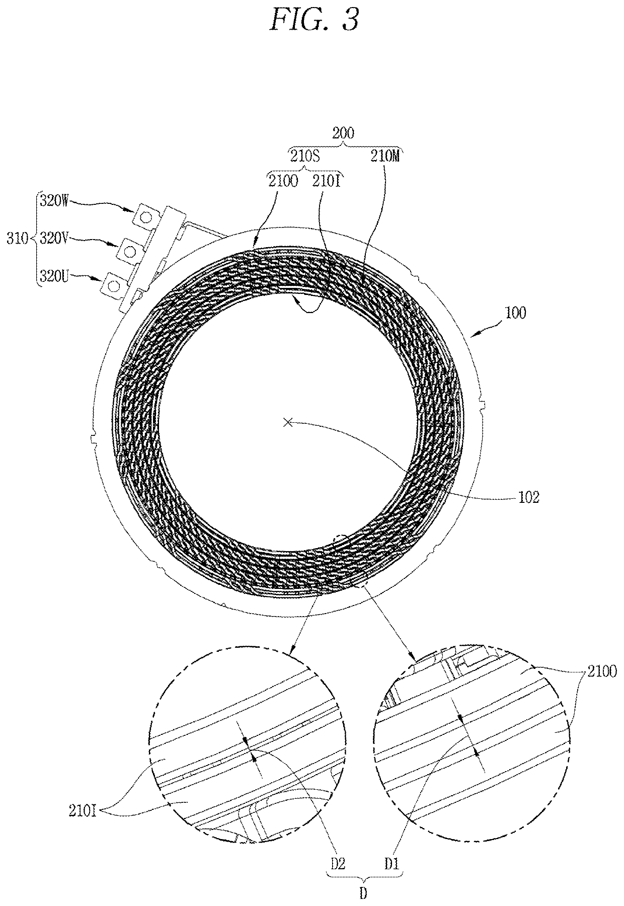 Stator for electric motor