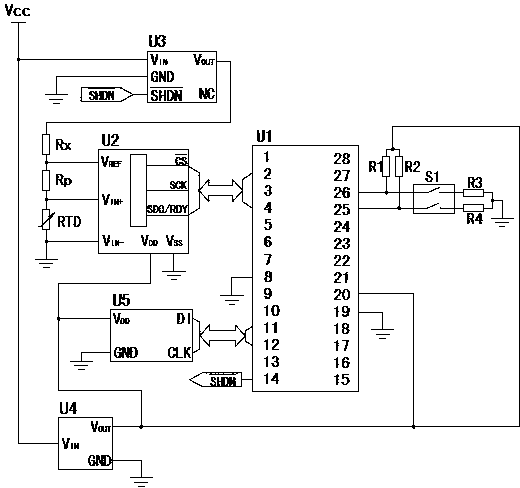 Micro-power consumption intelligent digital thermometer and temperature measurement method