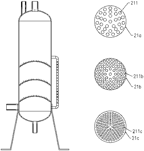 A multi-stage stacked variable-diameter split-flow anti-reflash tank device