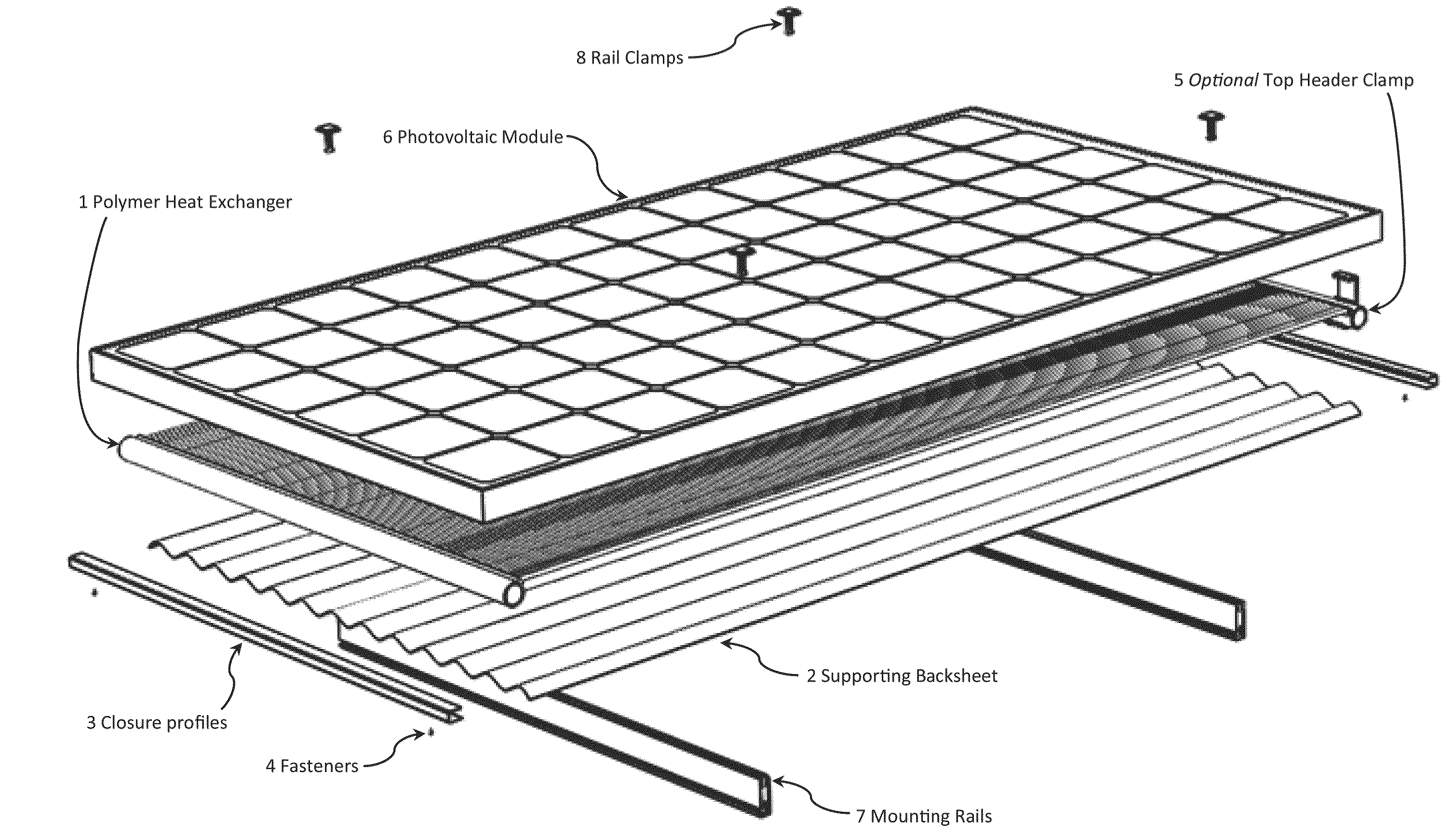 Fluid cooled integrated photovoltaic module