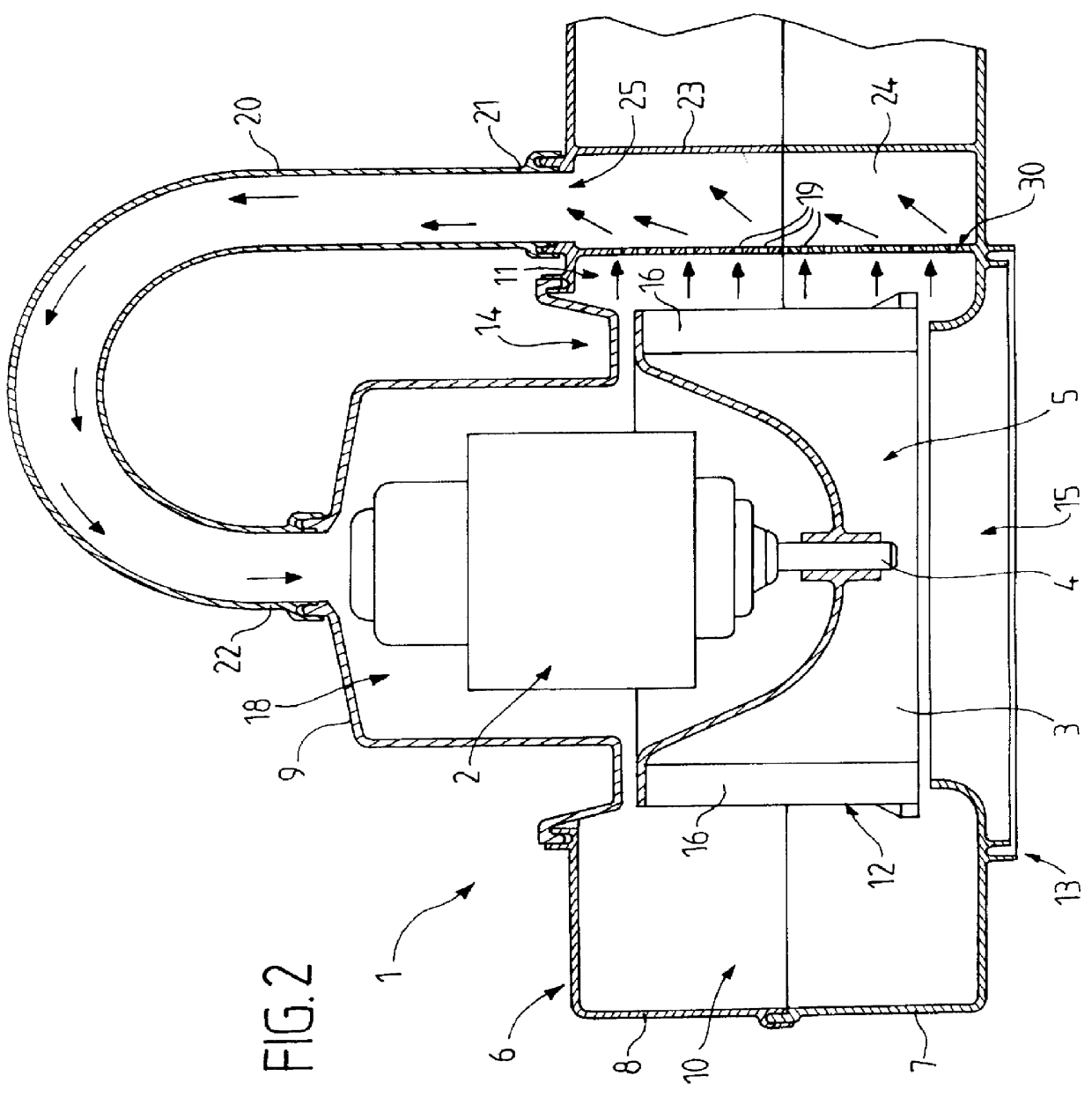 Centrifugal fan with improved air cooling for its motor, especially for a motor vehicle