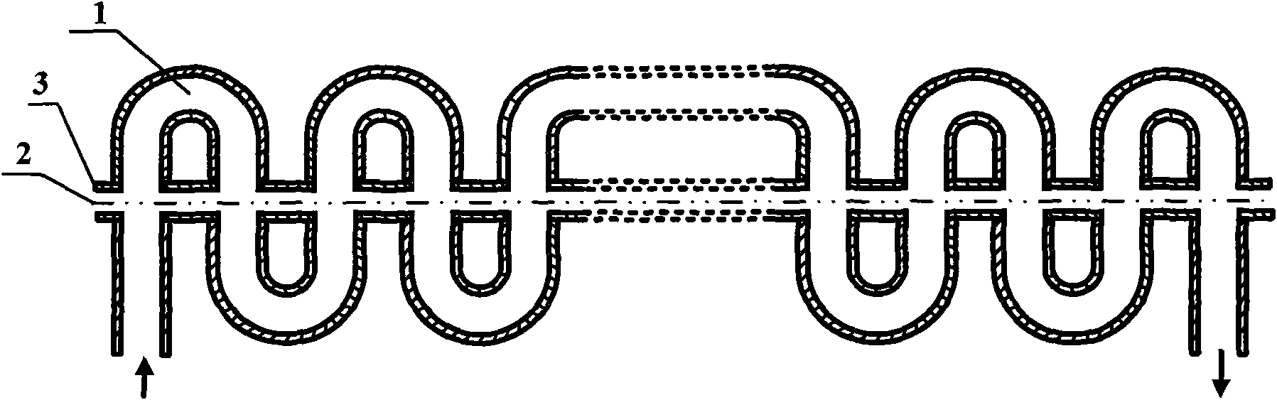 Zigzag slow-wave line of double ridged waveguide