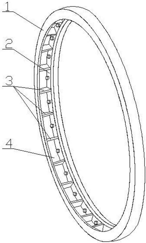 Reverse deformation shaping tool for outward turnover of tower drum flange of wind generating set and method for reverse deformation shaping tool