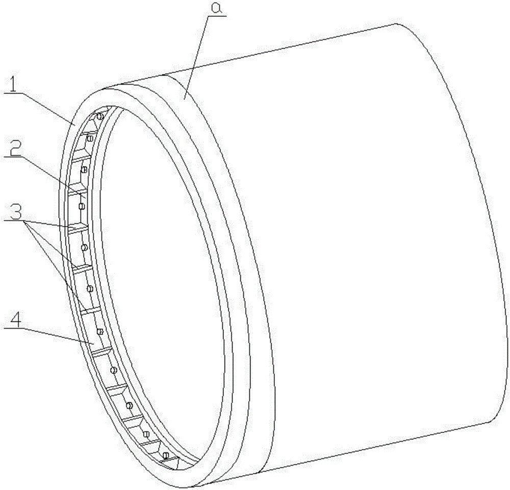 Reverse deformation shaping tool for outward turnover of tower drum flange of wind generating set and method for reverse deformation shaping tool