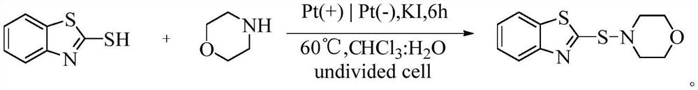 Synthesis method of vulcanization accelerator 2-(morpholinyl thio) benzothiazole