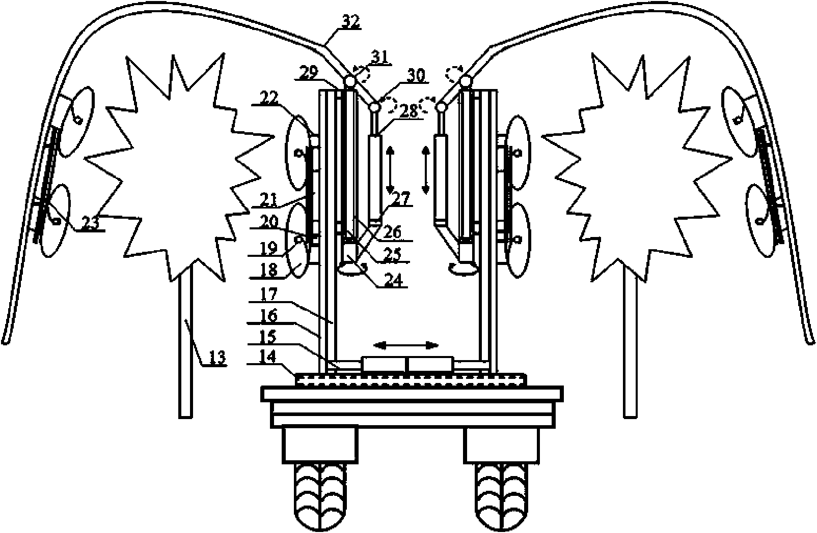 Fruit tree imitating precision spraying locomotive