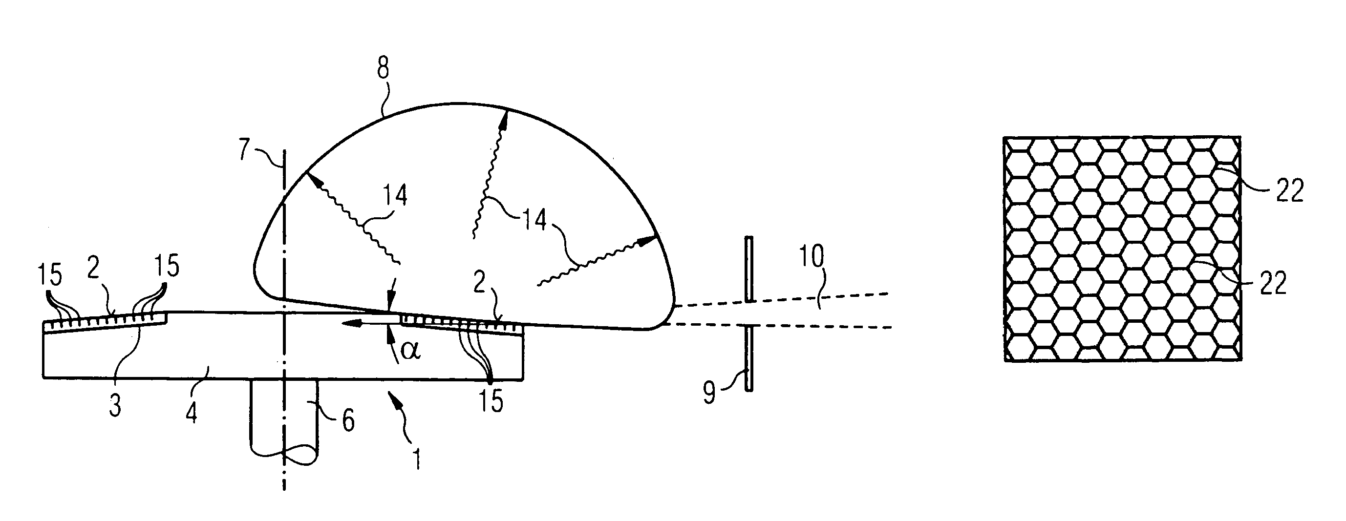 X-ray anode having an electron incident surface scored by microslits