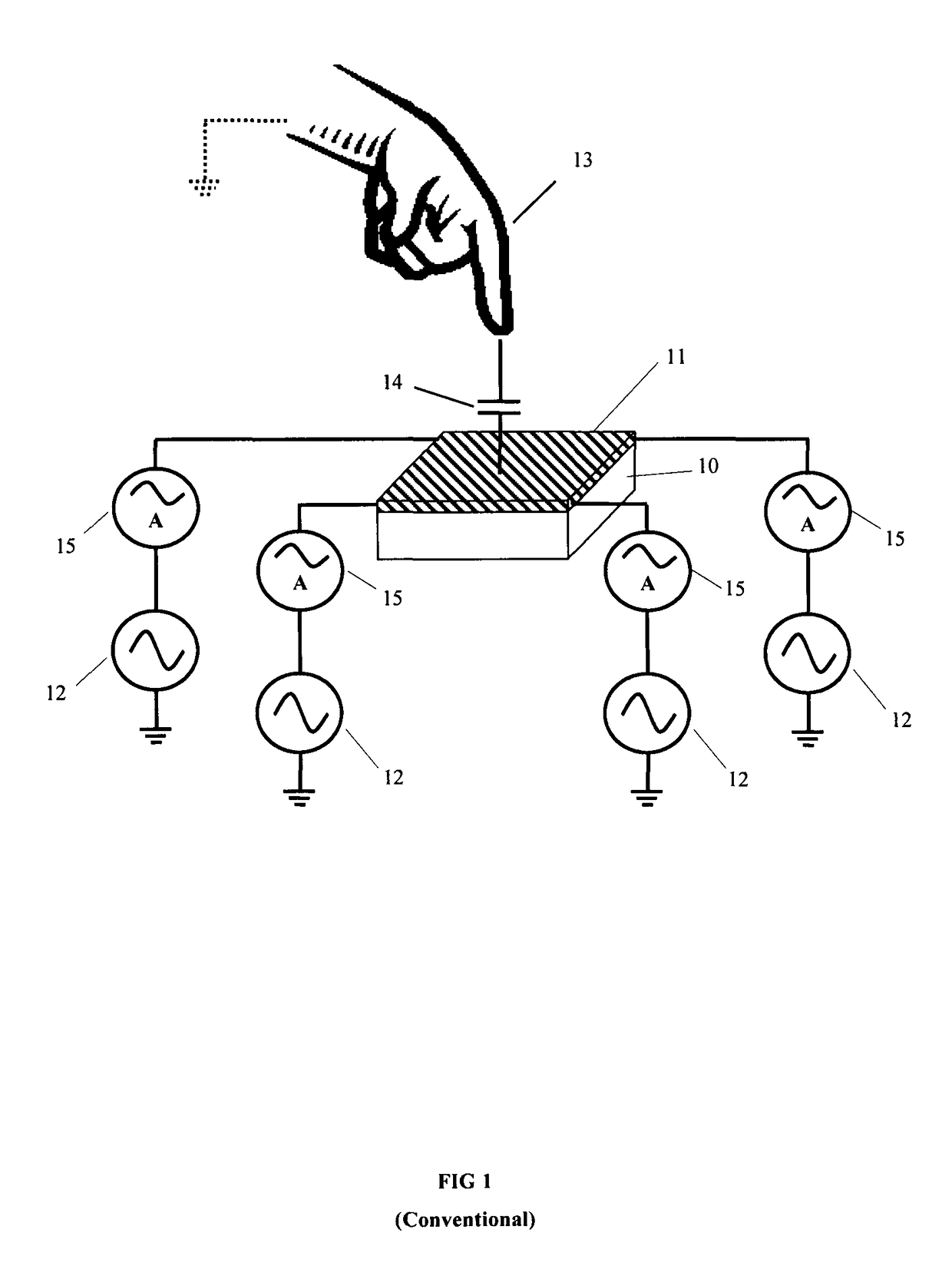 Capacitive touch panel with height determination function