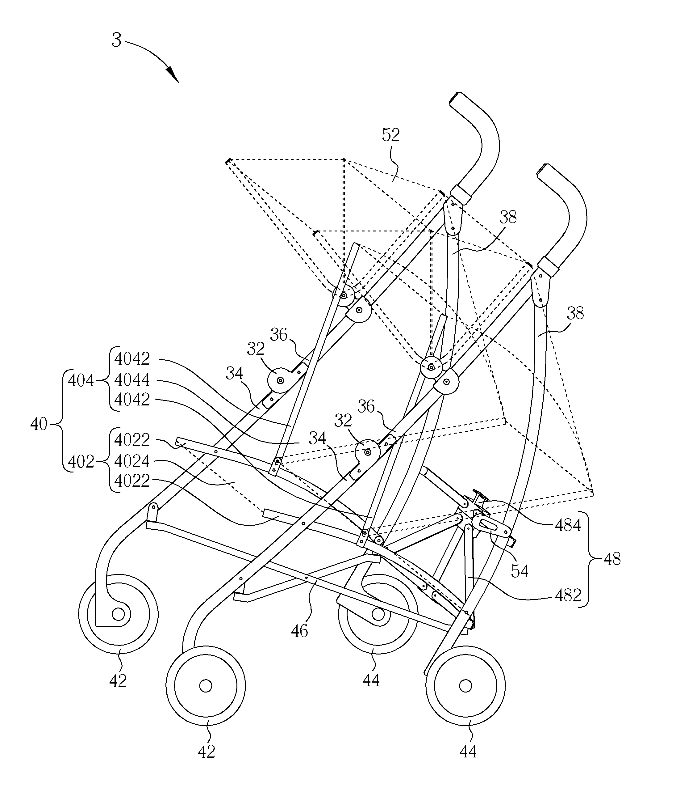 Folding mechanism and foldable stroller