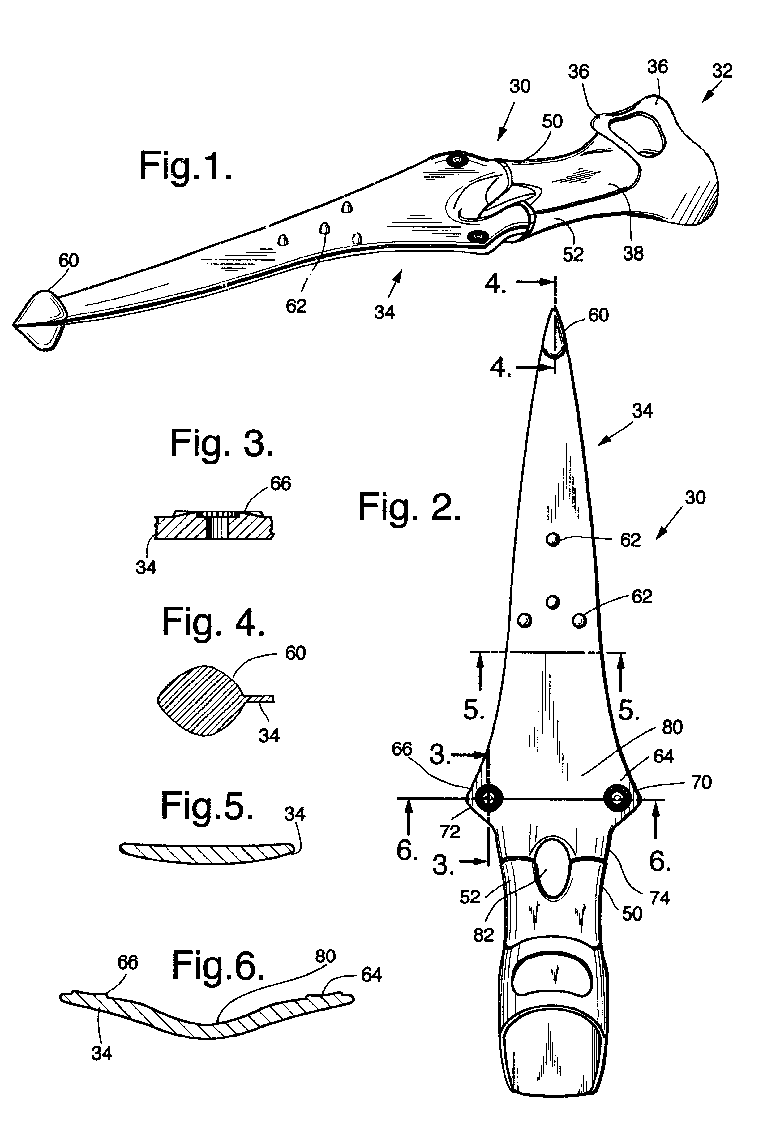 Spear-blade swim fin