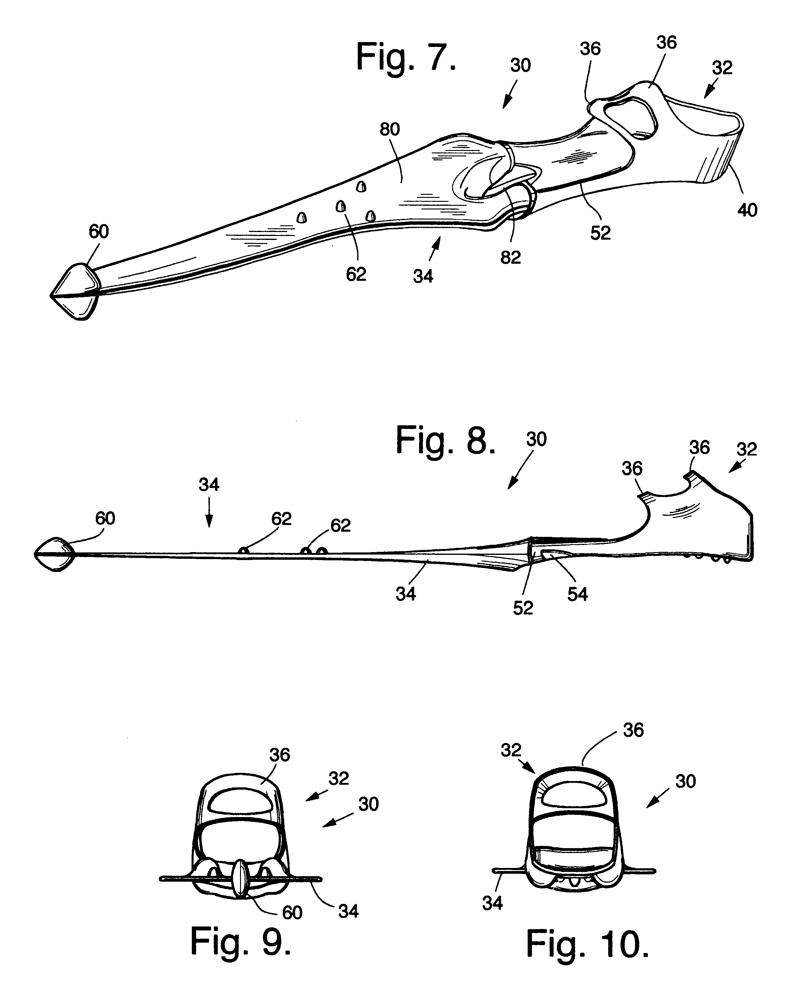 Spear-blade swim fin