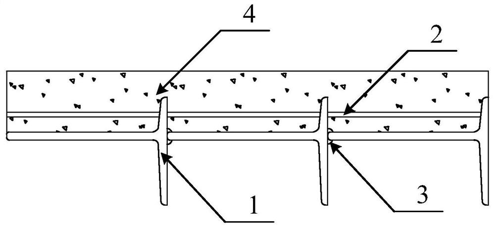 Tough combined bridge deck slab composed of T-shaped steel