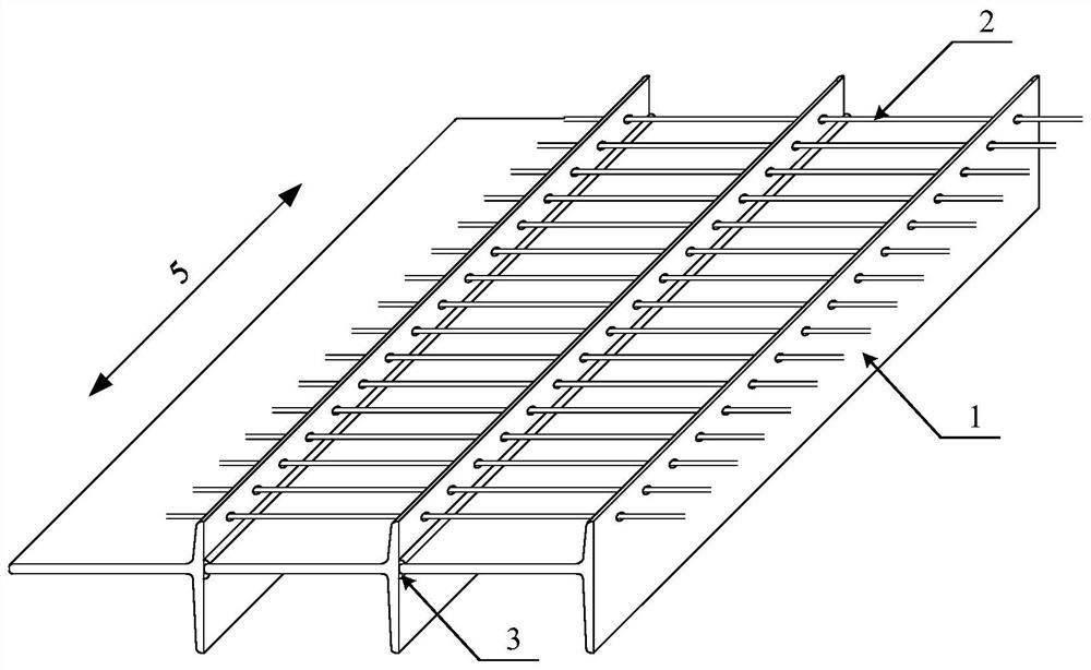 Tough combined bridge deck slab composed of T-shaped steel