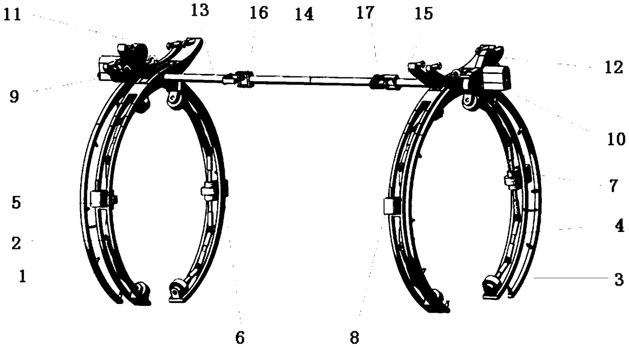 A dual-claw cross-obstacle direction self-adaptive detection robot outside the pipeline