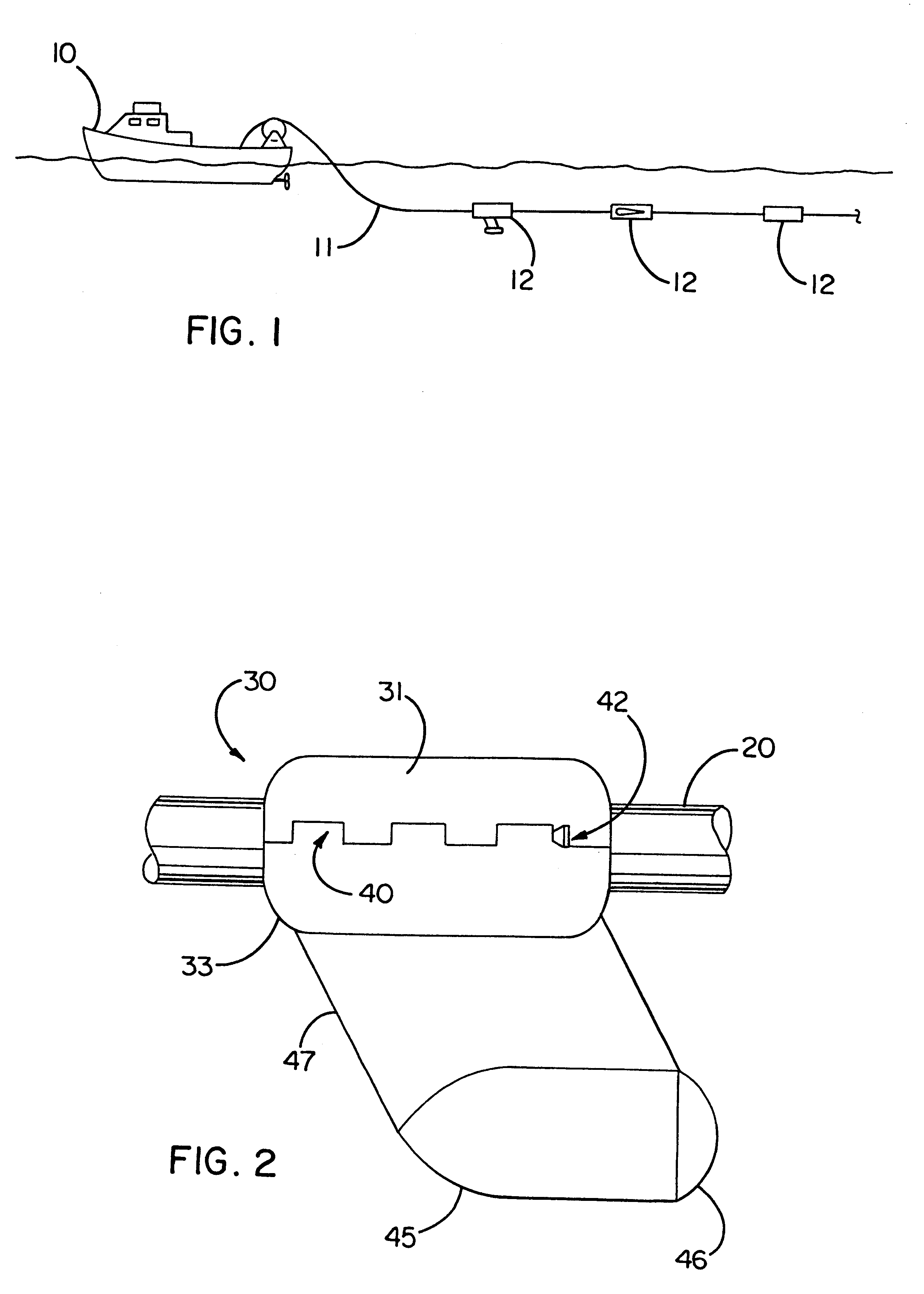 Devices for controlling the position of an underwater cable