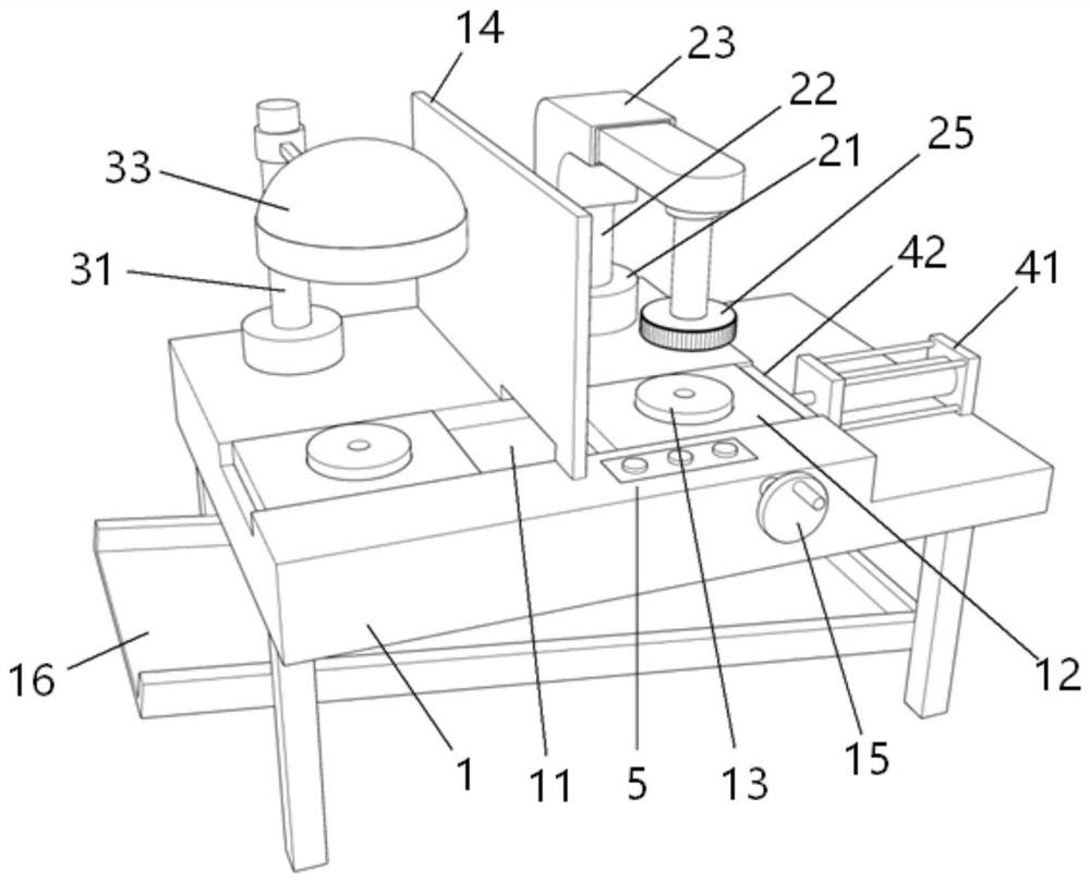 Disc polishing and detecting device with double sliding bases