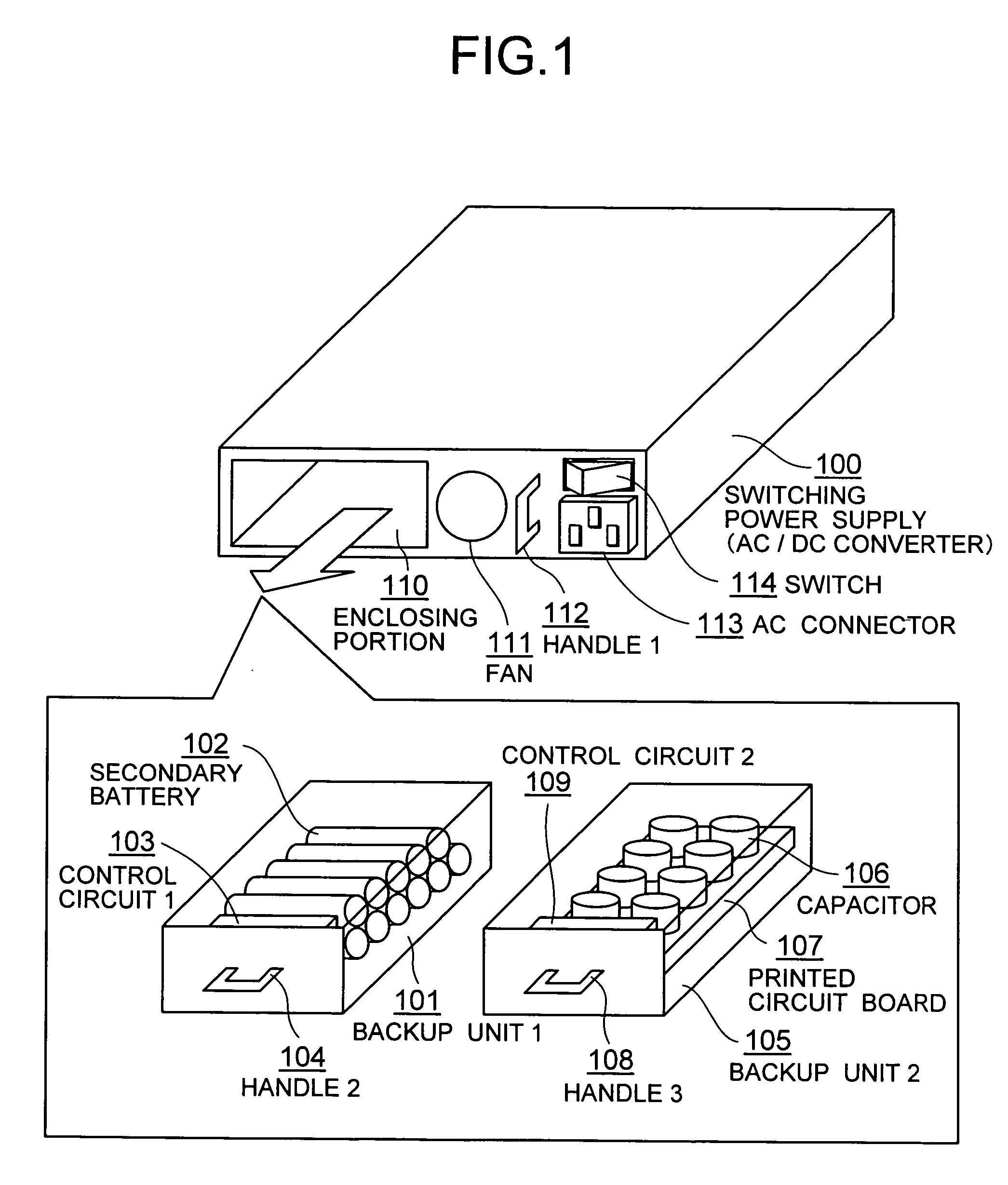 Switching power supply unit and disk array system