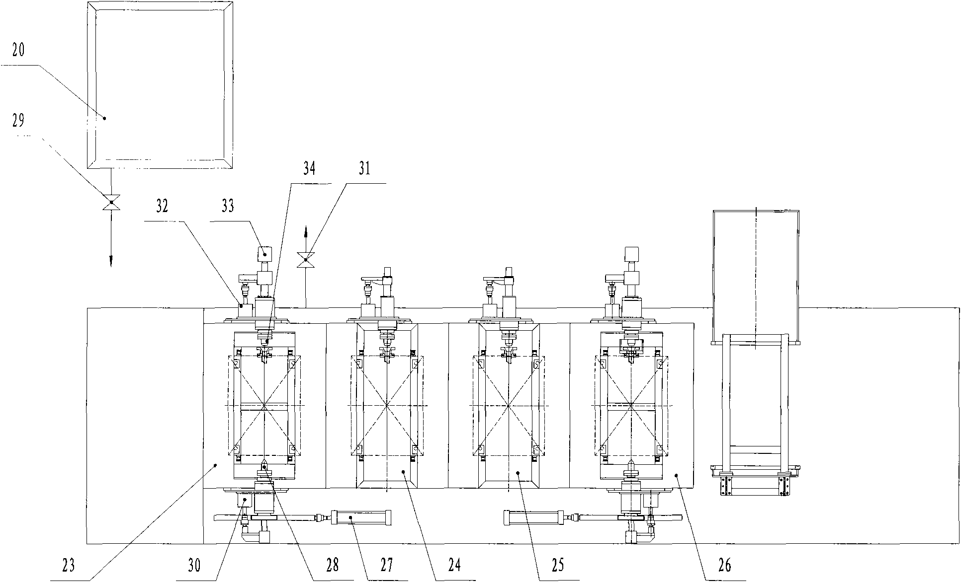 Top-lifting step conveyance multi-purpose cleaning machine with material frame provided with spray nozzle