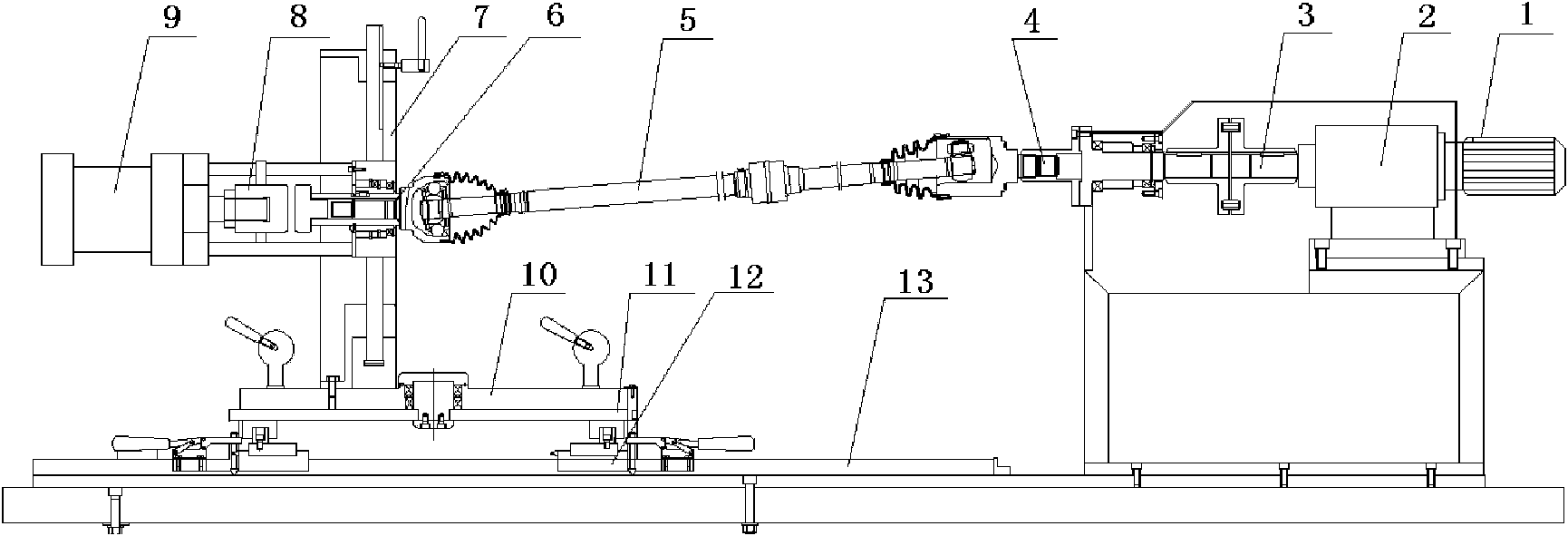 Working condition experimental device of automotive front driving shaft