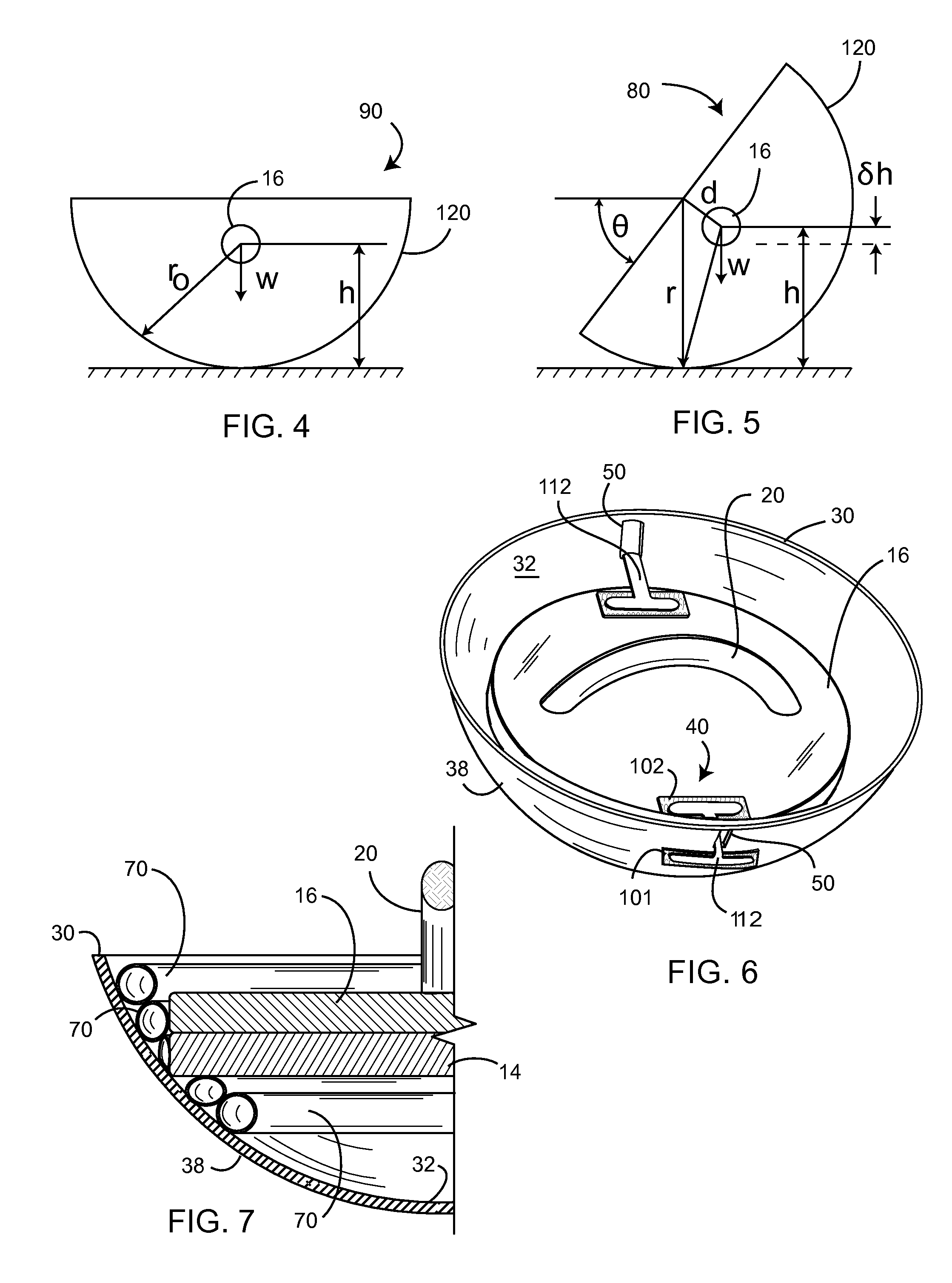 Convex shell for push-up handle