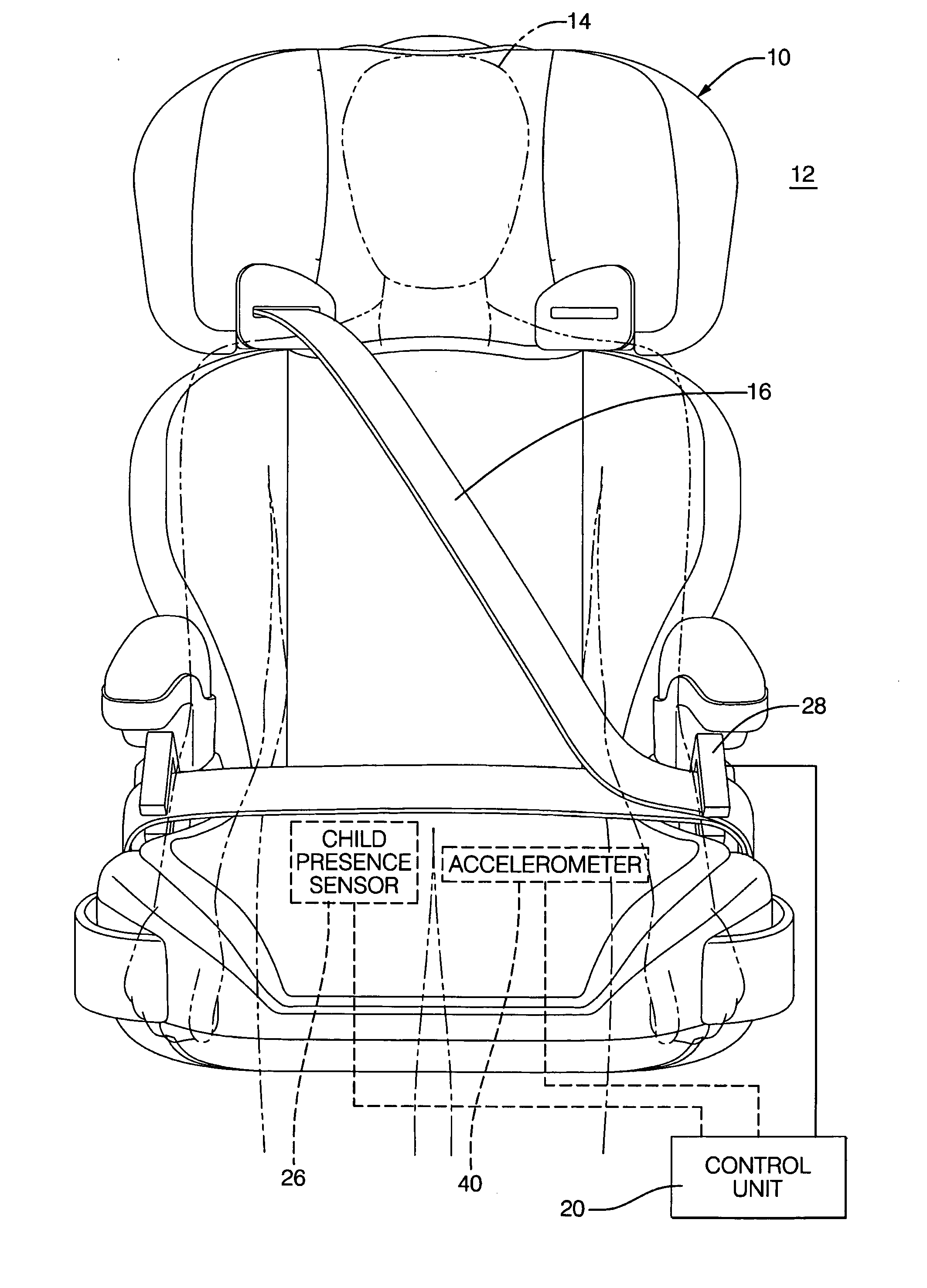 Child restraint system with in-motion belt status monitoring