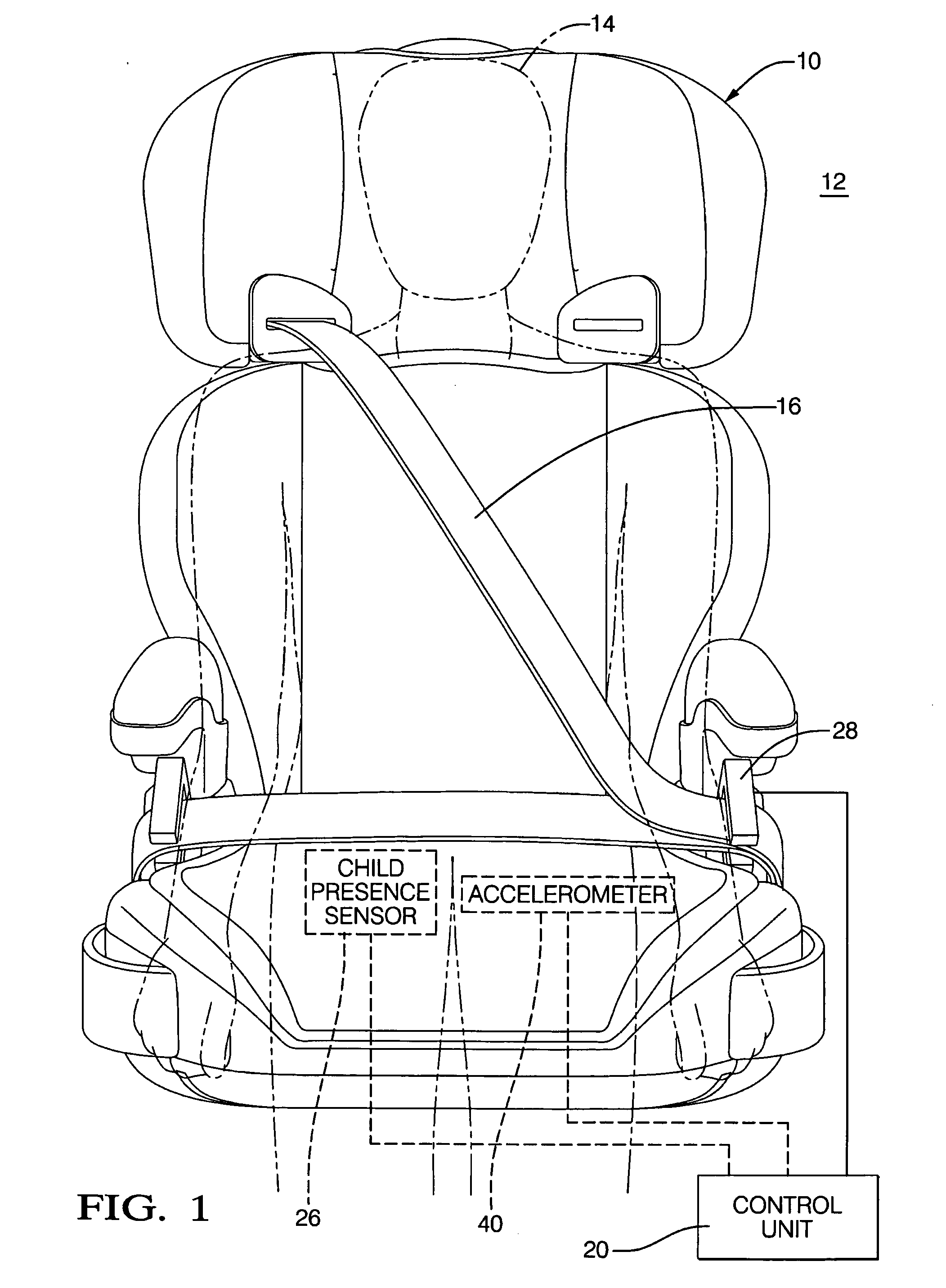 Child restraint system with in-motion belt status monitoring