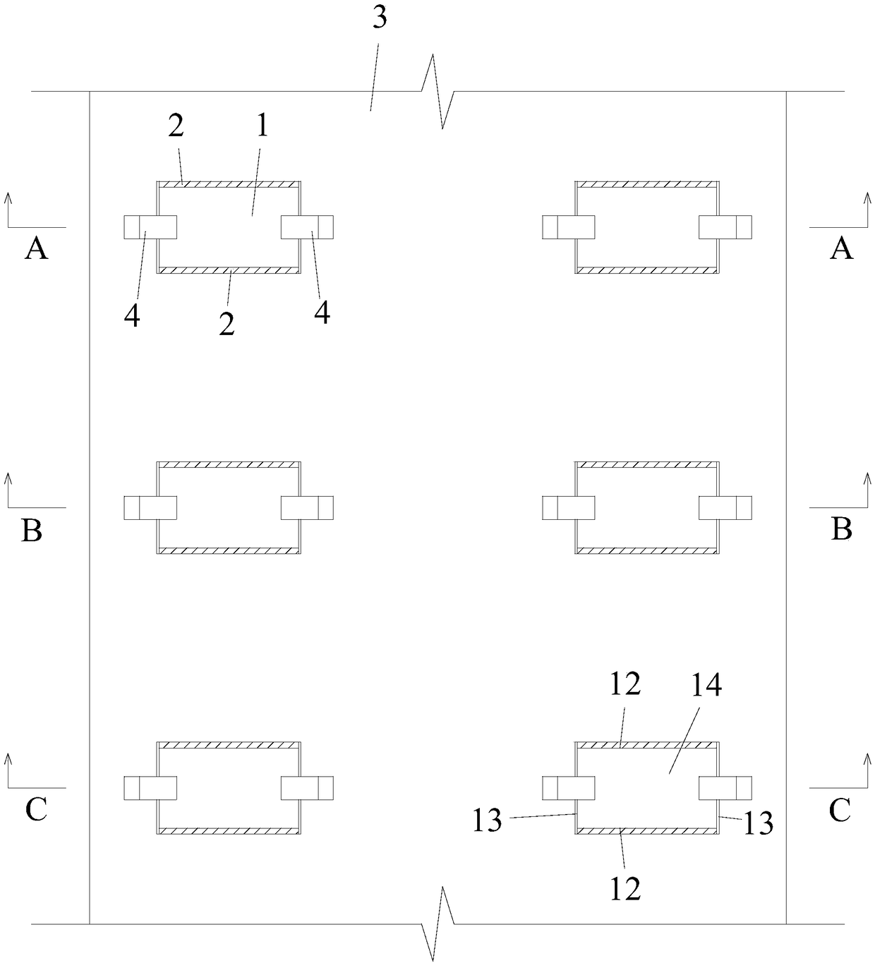 Vibration absorbing track with pretensioned elastic structure