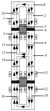 Six-suspension-pole internal and external double-rotor type magnetic suspension slice switch reluctance motor