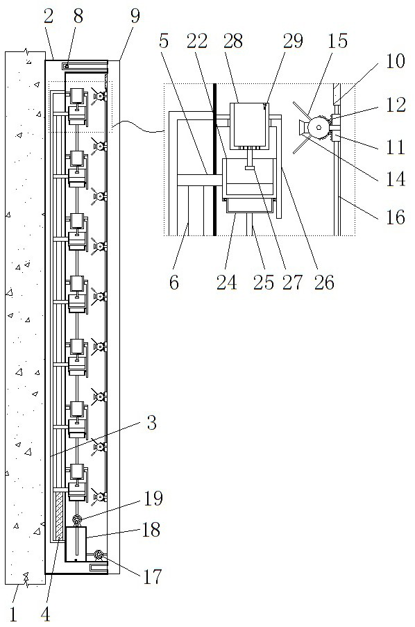 Green plant building curtain wall convenient to water through basin soaking method