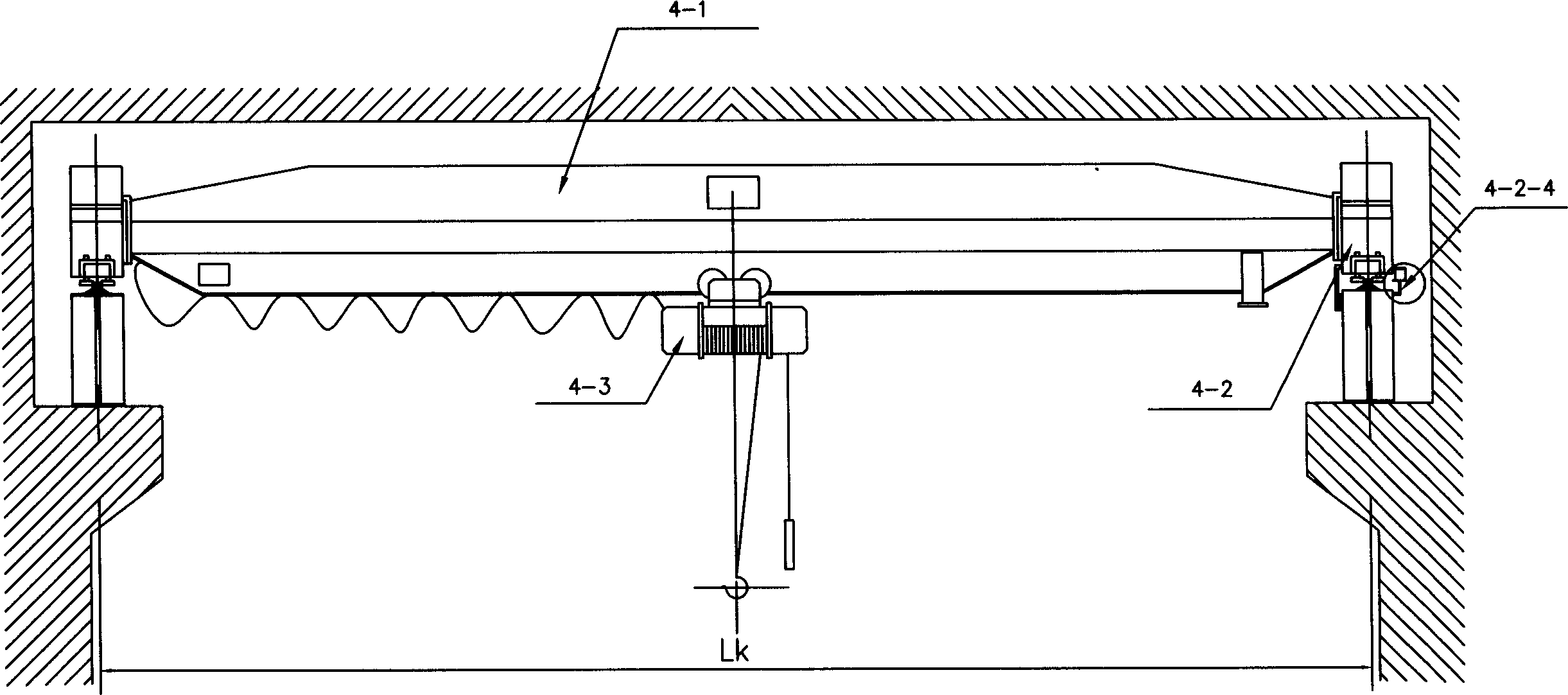 Flexible bend running technology for electric single-beam crane