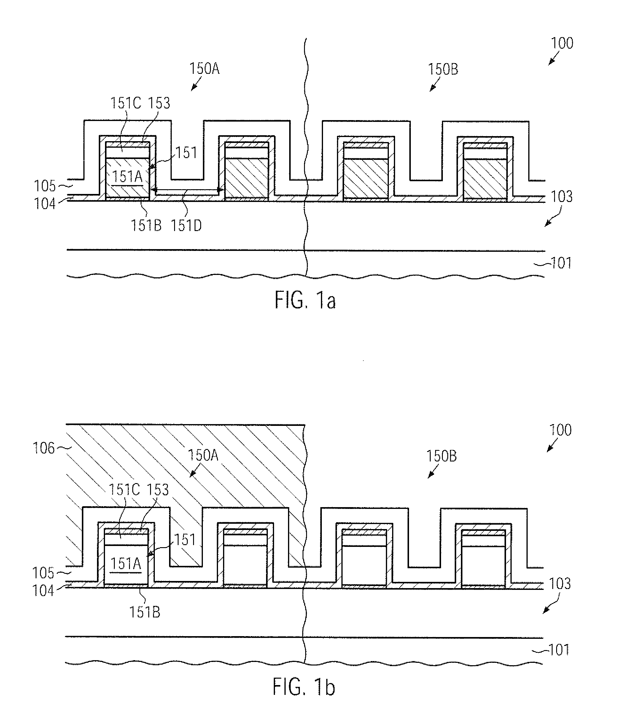 CMOS device comprising nmos transistors and pmos transistors having increased strain-inducing sources and closely spaced metal silicide regions