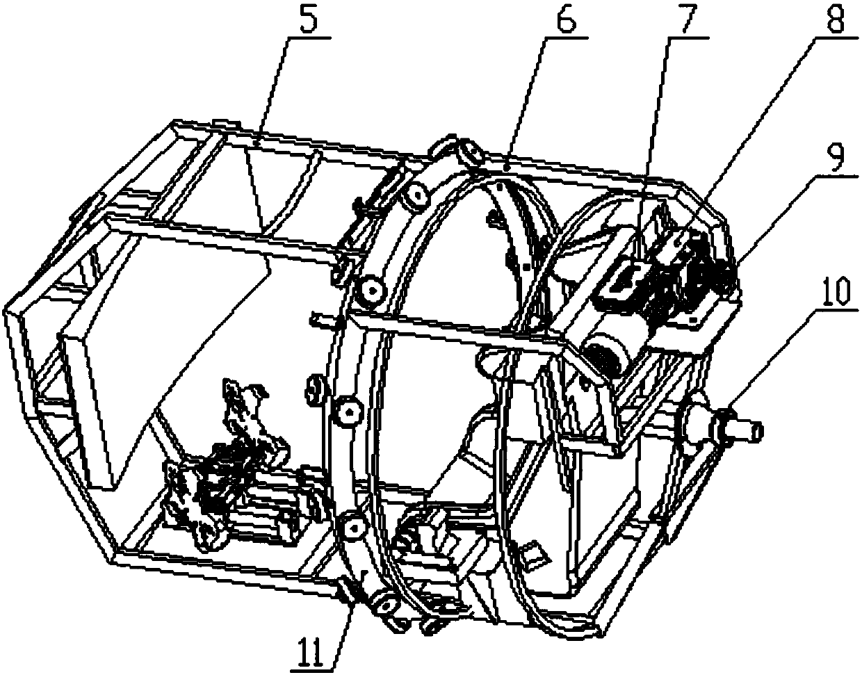 Three-axis simulation flight simulator executing mechanism