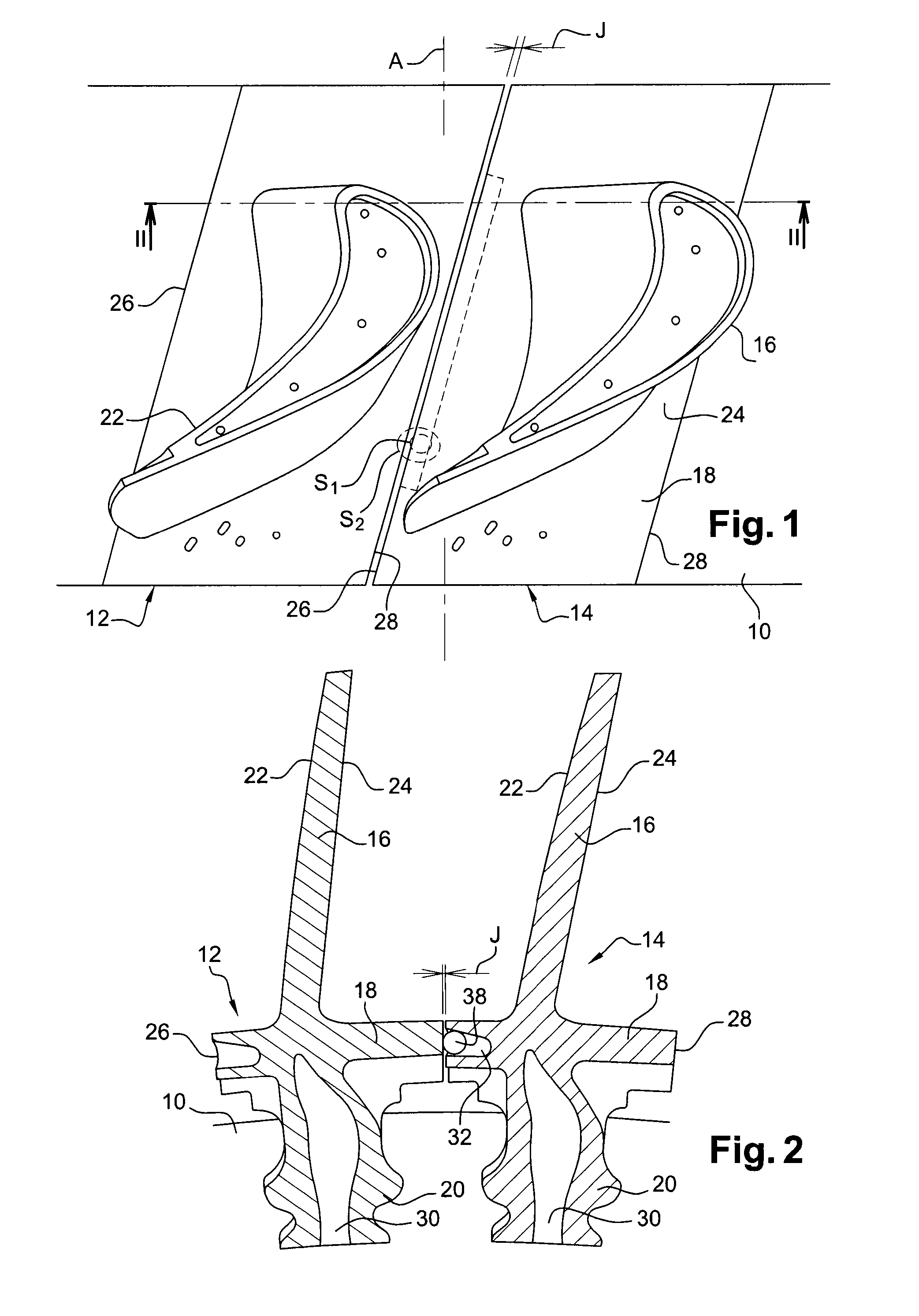 Inter-blade sealing for a turbine or compressor wheel of a turbine engine