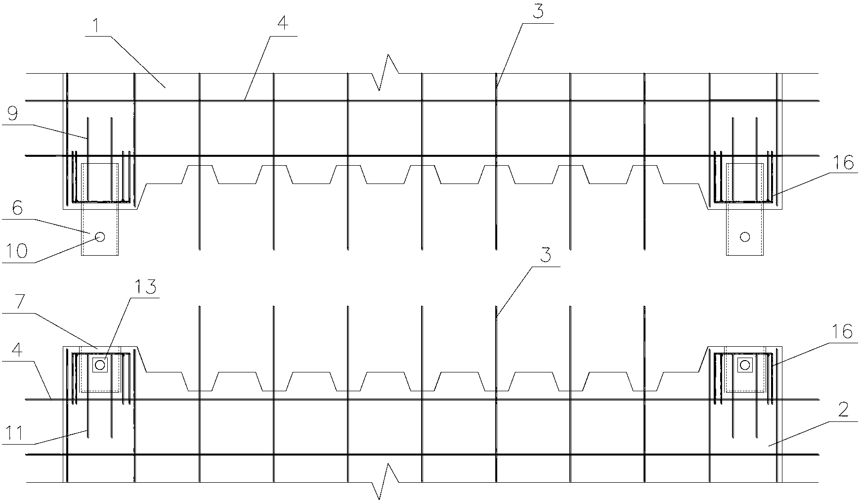 Tooth-groove-type connection structure of upper-layer inner wallboard of assembly-type shear wall and lower-layer inner wallboard of assembly-type shear wall