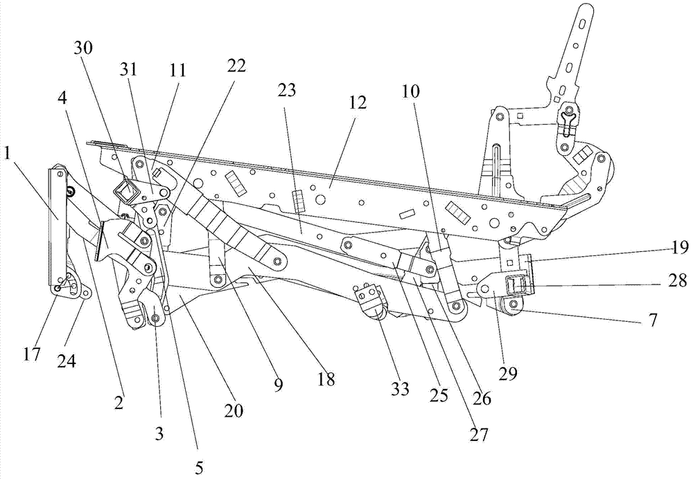 Mechanical stretching device for movable sofa