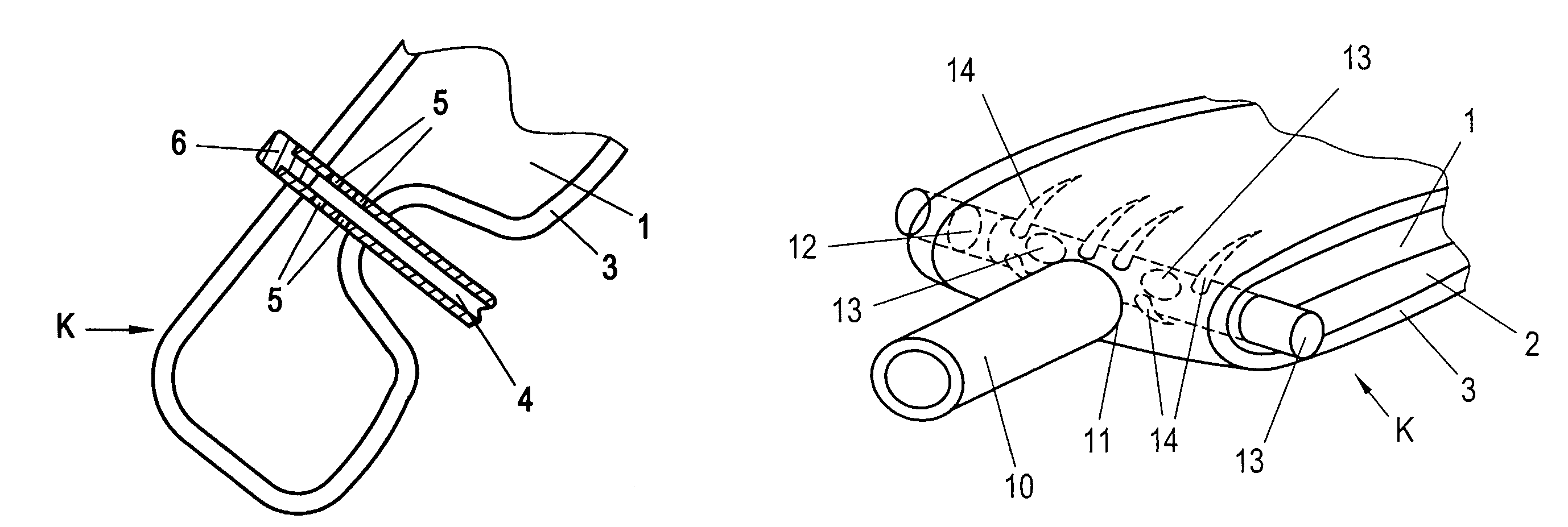 Volume-flexible body fillable with a fluid element